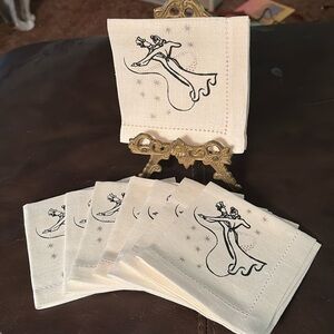 100% linen cocktail napkins 8 perfect never used, extra 5 bottle opener napkin